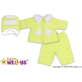 Baby Nellys Kabátik čiapočka a nohavice krémovo žltá