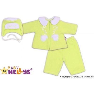 Baby Nellys Kabátik čiapočka a nohavice krémovo žltá