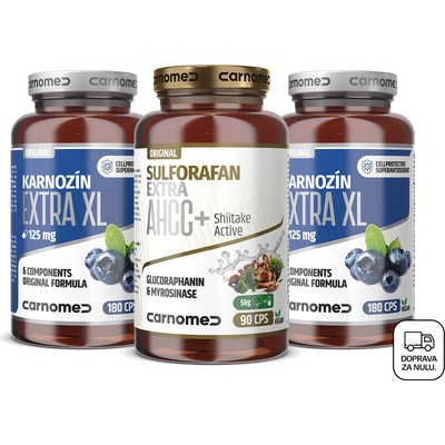 CarnoMed 2x Karnozín EXTRA XL 180 kapsúl + Sulforafan EXTRA AHCC+ 90 kapsúl