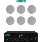 DSPPA Пакет озвучаване за стена 60W, Radio FM+USB+Bluetooth, Усилвател DSPPA MP60UB + 6x колони DSP7011 (Pachet MP60UB+6xDSP7011)
