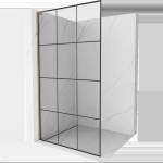 Mexen Kioto L душ кабина Walk-in 100 x 200 см, черна решетка, розово злато - 800-100-103-60-77 (800-100-103-60-77)