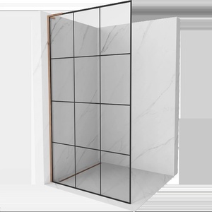 Mexen Kioto L душ кабина Walk-in 100 x 200 см, черна решетка, розово злато - 800-100-103-60-77 (800-100-103-60-77)