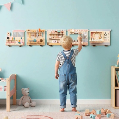 Costway Montessori Activity board na stenu Vláčik