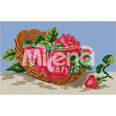 Milena Style Червени рози - гоблен със схема конци Ariadna 1: 4