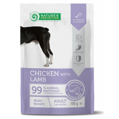 Nature's Protection ADULT Chicken Lamb - Multi Benefit, пауч за пораснали кучета с пиле и агне, Литва - 100 гр