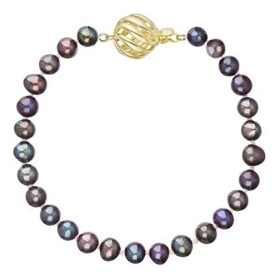 Pavona perlový náramek z říčních perel se zapínáním ze 14 karátového zlata 923001.3/9264A dk.peacock