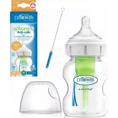 Dr Brown's options Wide neck anti colic plastová biela so silikón cumľom level 1 1 ks 150 ml