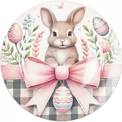 Clayre & Eef Dekorační plastový velikonoční talíř s králíčkem - Ø 33*1 cm