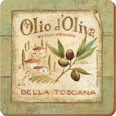 Creative Tops Creativ Tops Korkové prestieranie pod poháre Olio D'Oliva 10x10cm 6ks