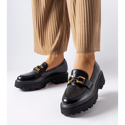 Gemre Black women's loafers embellished with a buckle Piazzo černá