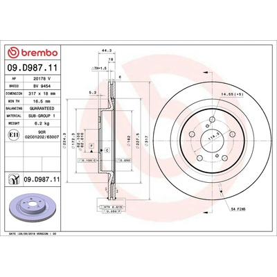 Brzdový kotúč BREMBO 09.D987.11 (09D98711)