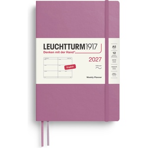 Leuchtturm1917 Weekly Calendar 2027 Medium (A5) - English, Dusty Rose, Softcover, 12 months - January-December 2027, 1 week per double page, 80 g/m2 paper with high ink compatibility - 400294 (400294)