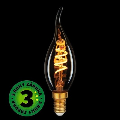 Prémiová designová retro LED žárovka E14 3W 180lm extra teplá, filament, ekv. 19W, 3 roky