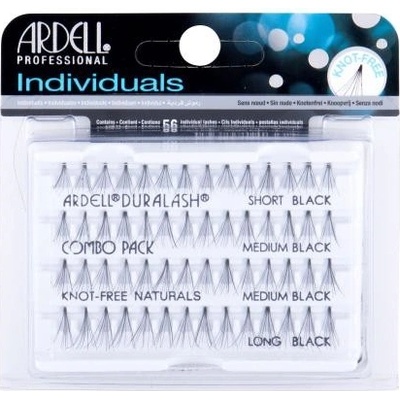 Ardell Individuals Duralash Knot-Free Naturals Combo Pack Trsové nalepovacie mihalnice bez uzlíkov 56 ks Black