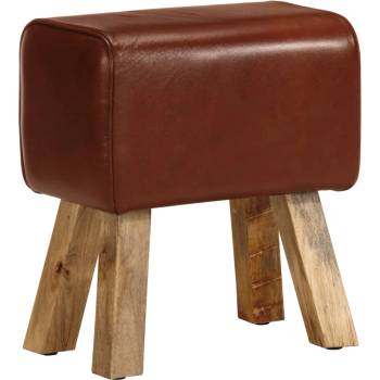 vidaXL Пейка гимнастическа 38 см кафява естествена кожа и манго масив (320786)