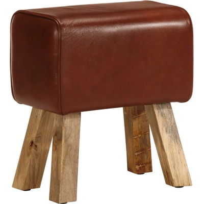 vidaXL Пейка гимнастическа 38 см кафява естествена кожа и манго масив (320786)