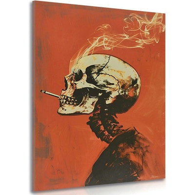 Obraz japandi kostlivec s cigaretou - 30x40