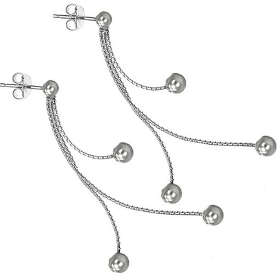 Šperky eshop puzetové náušnice tři kuličky na řetízcích Y54.16