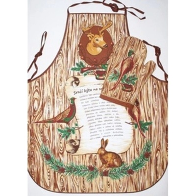 Zástěra nebo chňapka kuchyňská Myslivecký s receptem zástěra