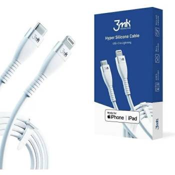 3mk Protection Силиконов кабел 3mk USB-C към Lightning, 1m, 20W, 3A, Бял (3M003277-0)