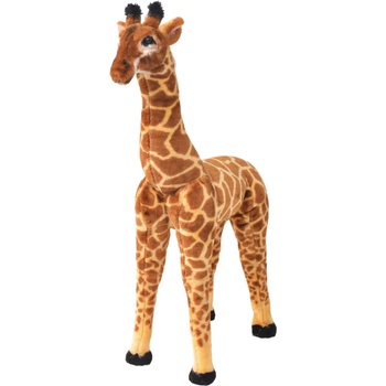 vidaXL Плюшен детски жираф за яздене кафяво и жълто XXL (91336)