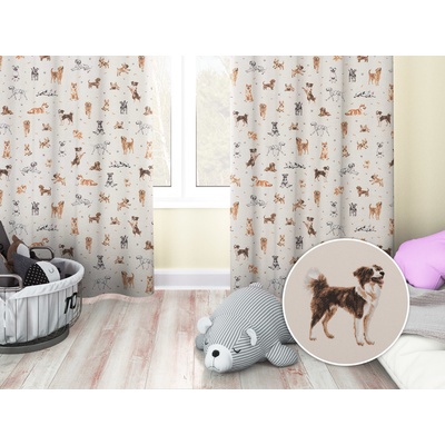Biante Dětský bavlněný závěs Sandra SA-620 Psí kamarádi na krémovém 150x250 cm