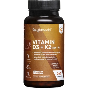 WeightWorld Костна система - Витамин D3 4000 IU + K2 100 g, 180 таблетки Weight Worl (125571 WW)