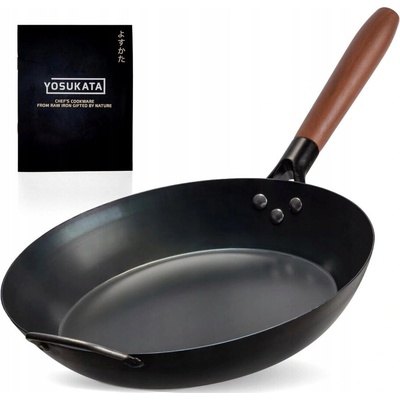 YOSUKATA Pánev z uhlíkové Ocel 30 cm Indukce Plyn Wok Zdravé smažení