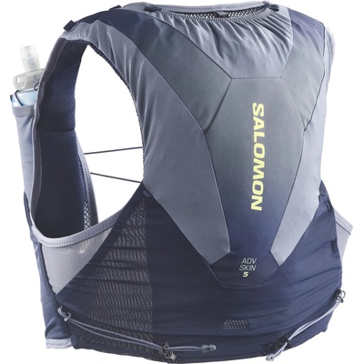Salomon Раница за трейл бягане Salomon ADV Skin 5 Gradient Trail running backpack - Maritime Blue / Grisaille / Sunny Lime (502-9538-0213)
