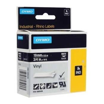 DYMO Rhino 1805436, 19mm x 5, 5m, бял печат/черен фон, оригинална лента (1805436)