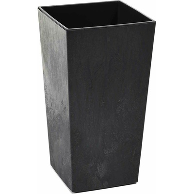 HowHomely PLASTOVÝ KVETINÁČ PORTO 68X35X35 CM IMITÁCIA BETÓNU ČIERNA