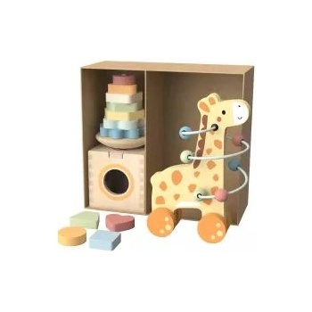 Tooky Toy Играчки за играчки: 3 в 1 дървена кутия - Жирафче