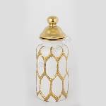 Eurolamp Керамичен буркан 31x12, 5 см златист/бял (EU0508)