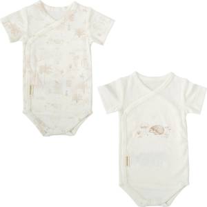 Bimbidreams Комплект бодита с къс ръкав Bimbidreams - Noe, 2 броя, 0-1 м, White/Linen (8435629204386) - baby