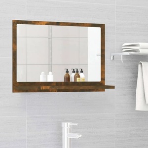 vidaXL Огледало за баня, опушен дъб, 60x10, 5x37 см, инженерно дърво (815636)