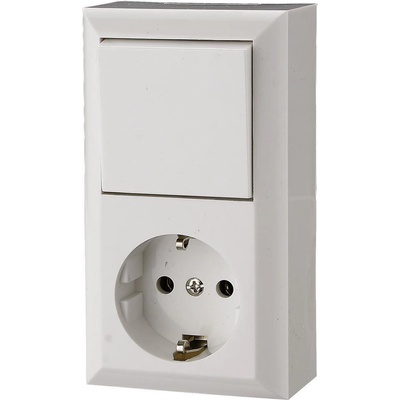 GAO Блок контакт шуко 16a и девиаторен ключ бял открит монтаж ip20 ga0 - 0314h (0314h)