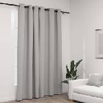 Pure Line Home Завеса с ленена текстура в цвят сив с метални халки, 290 x 245 см