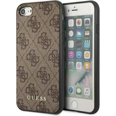 GUESS 4G метален златен лого калъф за iPhone SE 2022 / 2020 / 7 / 8 - кафяв (3700740493953)