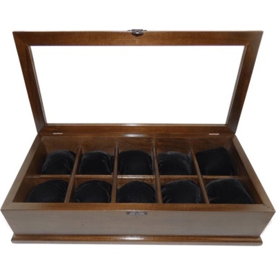 Луксозна дървена кутия за съхранение на 10 броя часовници в цвят орех (6124)