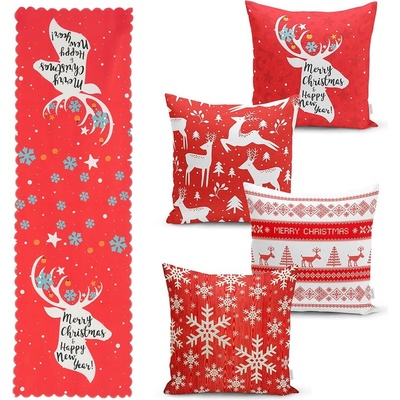 Minimalist Cushion Covers Комплект от 4 коледни калъфки за възглавници и покривка за маса Joy - Minimalist Cushion Covers (RunnerSet9)