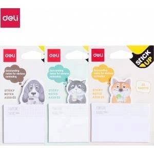 Deli Nature Deli SELF-ADHESIVE NOTEBOOK DELI A55902 FOX/CAT/DOGGY 25 SHEETS