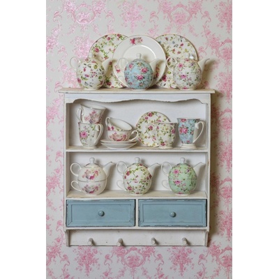 Clayre & Eef Porcelánový talíř s růžemi Bouton de Rose 21 x 2 cm