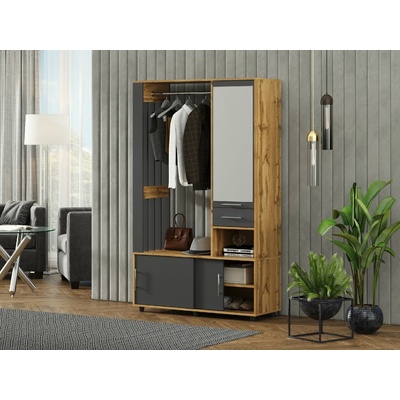 Slevadoma Předsíňová stěna HERMES antracit + dub tacho