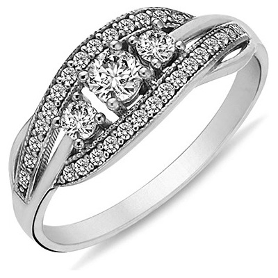 Lillian Vassago Zářivý prsten se zirkony z bílého zlata LLV98 GR059W