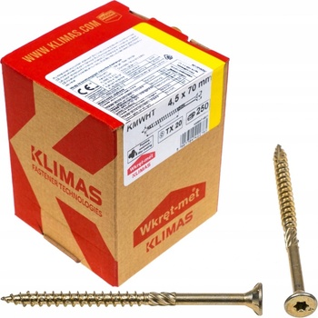 Klimas Wkret-Met TX 4,5x70mm - 250 ks - Skrutky / Vruty do dreva so zapustenou hlavou, WKCS