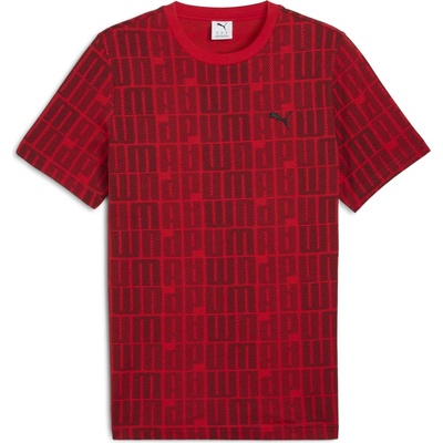 Puma Essentials logo lab AOP červené tmavo sivé čierne