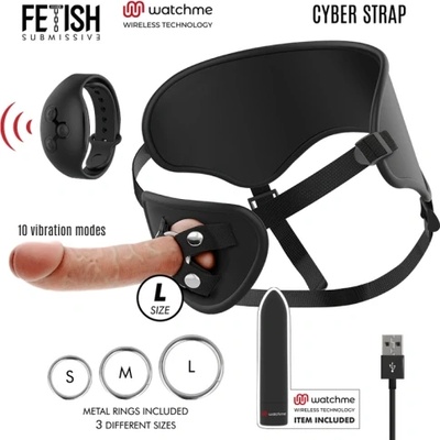 Fetish Submissive Пенис колан с двойна вибрация и дистанционно Cyber Strap L