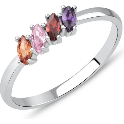 Lillian Vassago Prsteň z bieleho zlata s farebnými zirkónmi LLV77 GR017MC