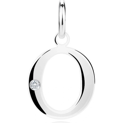 Šperky Eshop Diamantový přívěsek ze stříbra velké písmeno O kulatý briliant X22.04