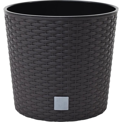 Prosperplast Květináč RATO ROUND + vklad, 25 cm - umbra